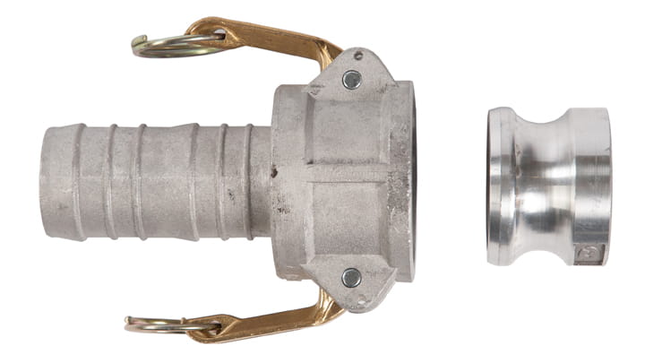 Camlock coupling system used for a catch bag in rescue operations