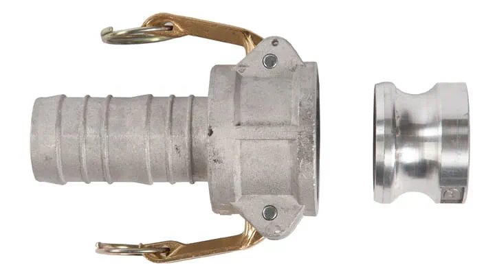 Camlock coupling system used for a catch bag in rescue operations