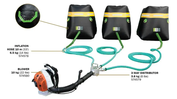 A kit of catch bags with their accessories used in rescue operations