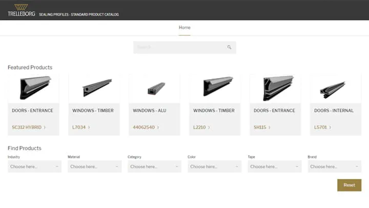 Screenshot of the digital catalogue