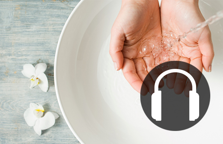 Washing hands with headphones - Pipe Seals webinar