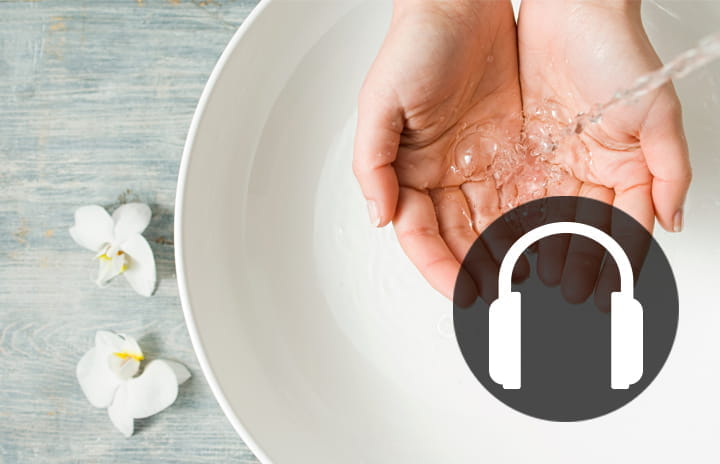 Washing hands with headphones - Pipe Seals webinar