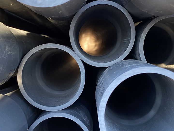 GRP pipes stacked