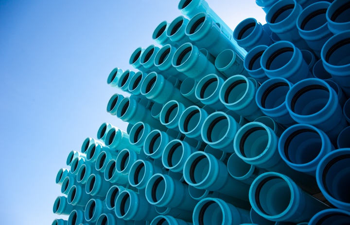 Blue plastic pipes
