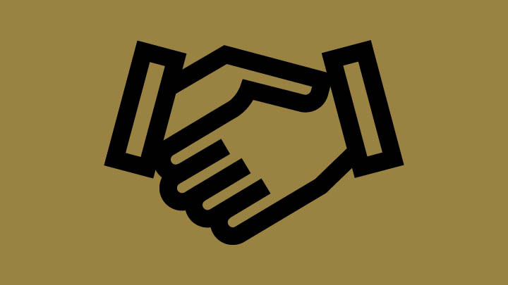 Icon, featuring a handshake, showing customer-friendly service—residents stay home during fast, one-day apartment renovations