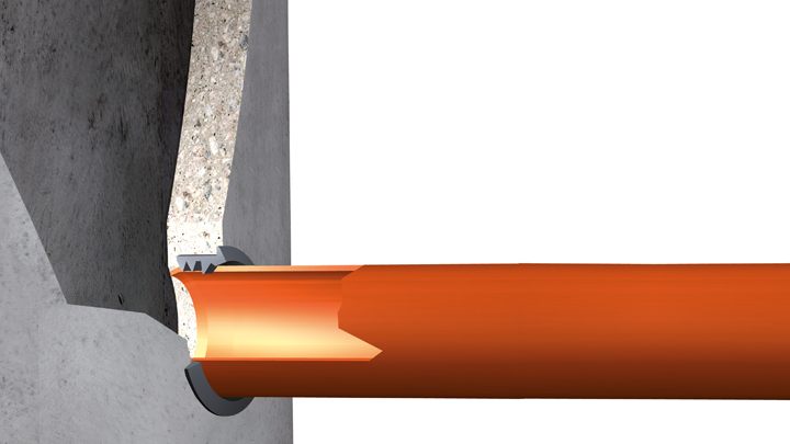 3D cross section of pipe installed into Trelleborg 910 Triple Lip