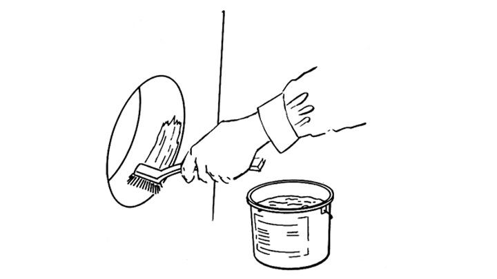 Lubricant application on the drilled hole