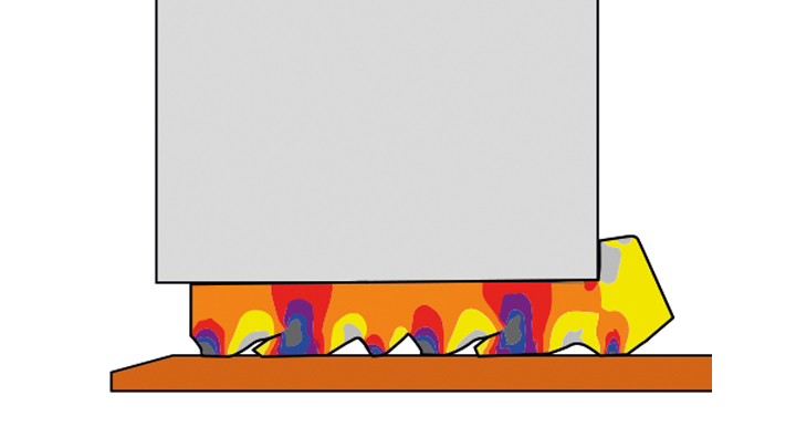 Trelleborg 945 Five Lip - FEA section view of full installation