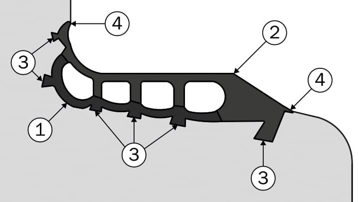 Section view of Trelleborg 165 with numbered balloon leaders