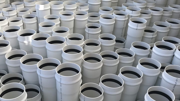 White plastic pipes with Trelleborg 592 seal