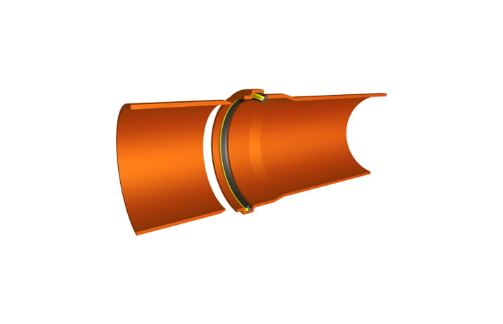3D Cros section of Trelleborg Din-Lock in a pipe