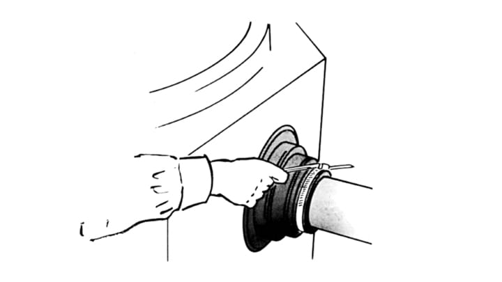 Trelleborg 911 Multi Connector with installed pipe clamping band instruction
