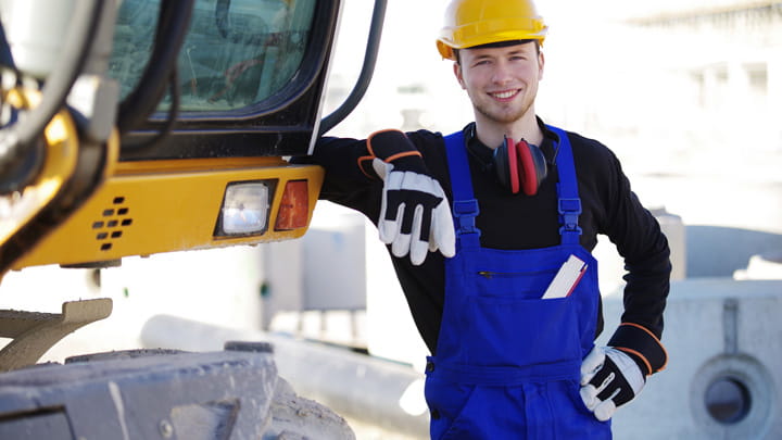 Shaping Industry Worker helmet construction site pipe smile concrete manhole  pipes connectors